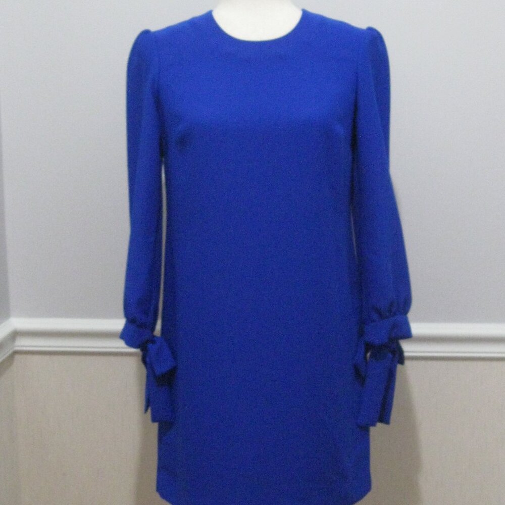 Royal Blue Occasion Dress sz 0 Petite Puff Sleeves with Bow Cuffs